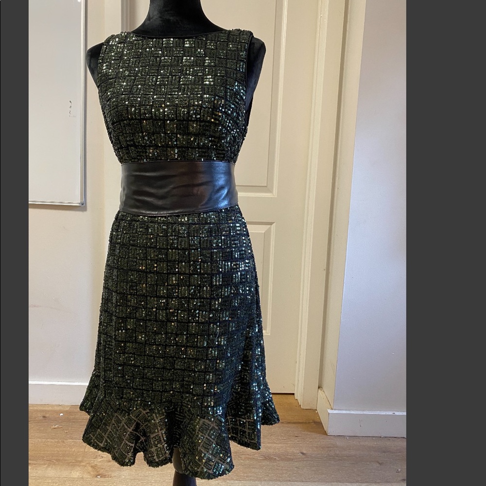 WhiteHouse BlackMarket green-sparkle dress